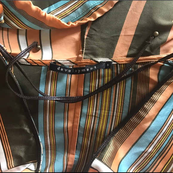 SOLD Silk boho 70’s orange striped hooded poncho - Picture 3 of 3